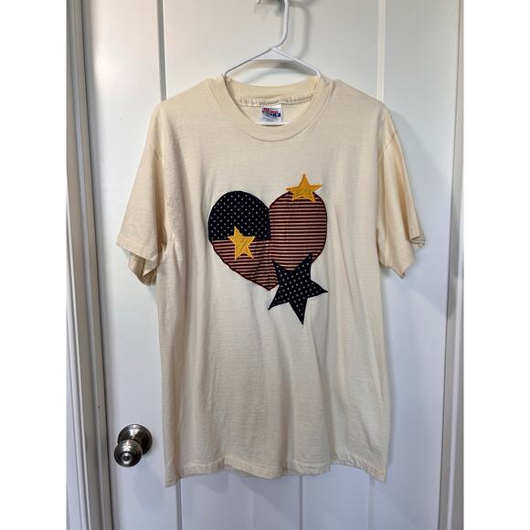 Vintage Hanes Beefy Patriotic Print Patchwork Reversible Shirt Vest Set L/M cat - Picture 7 of 16